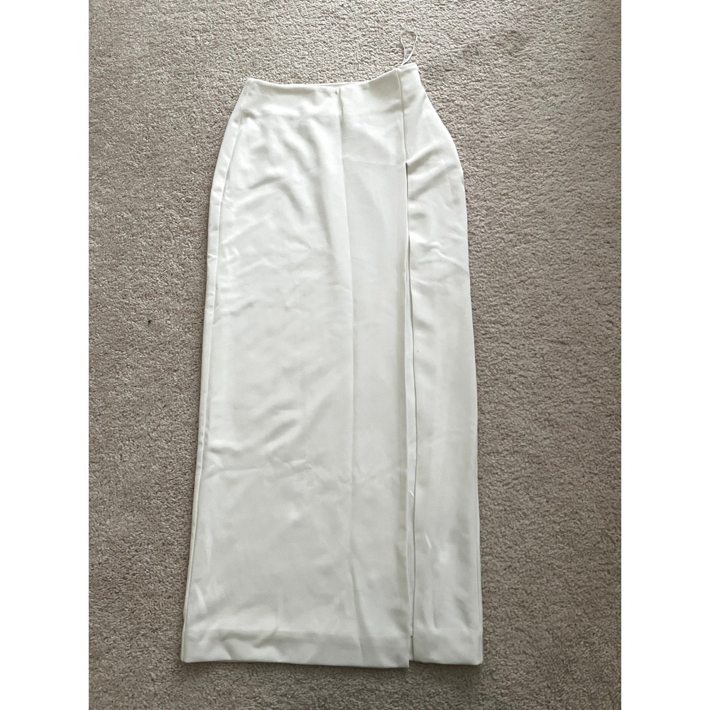 NWOT Meshki White Maxi Slim Pencil Skirt Side Slit SMALL